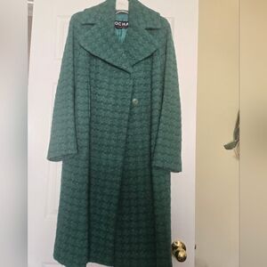 Unique Rochas Green Coat with Textured Design. VERY STYLISH!!!